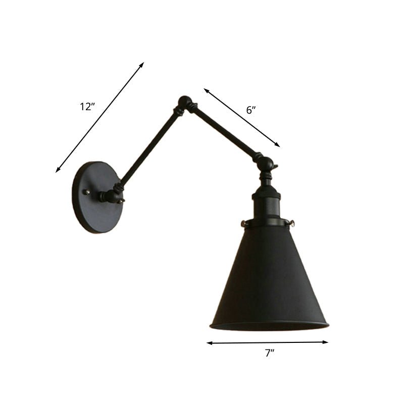 Industrielle Bauernhaus Kegelwandlampe in Schwarz/Rost