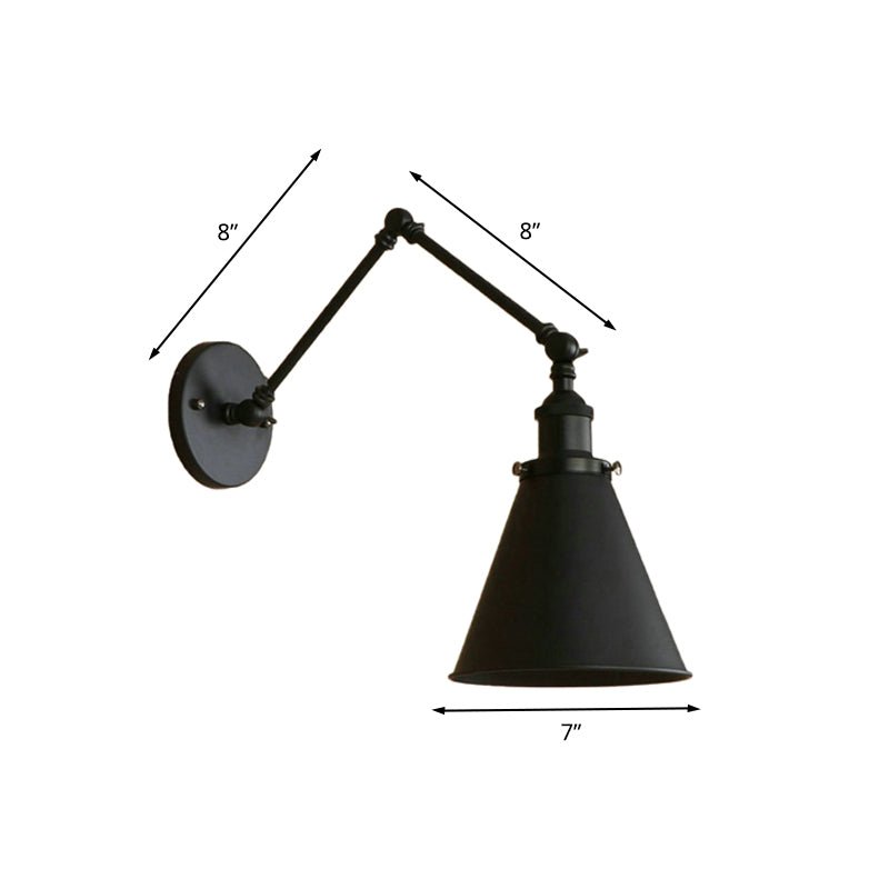 Industrielle Bauernhaus Kegelwandlampe in Schwarz/Rost