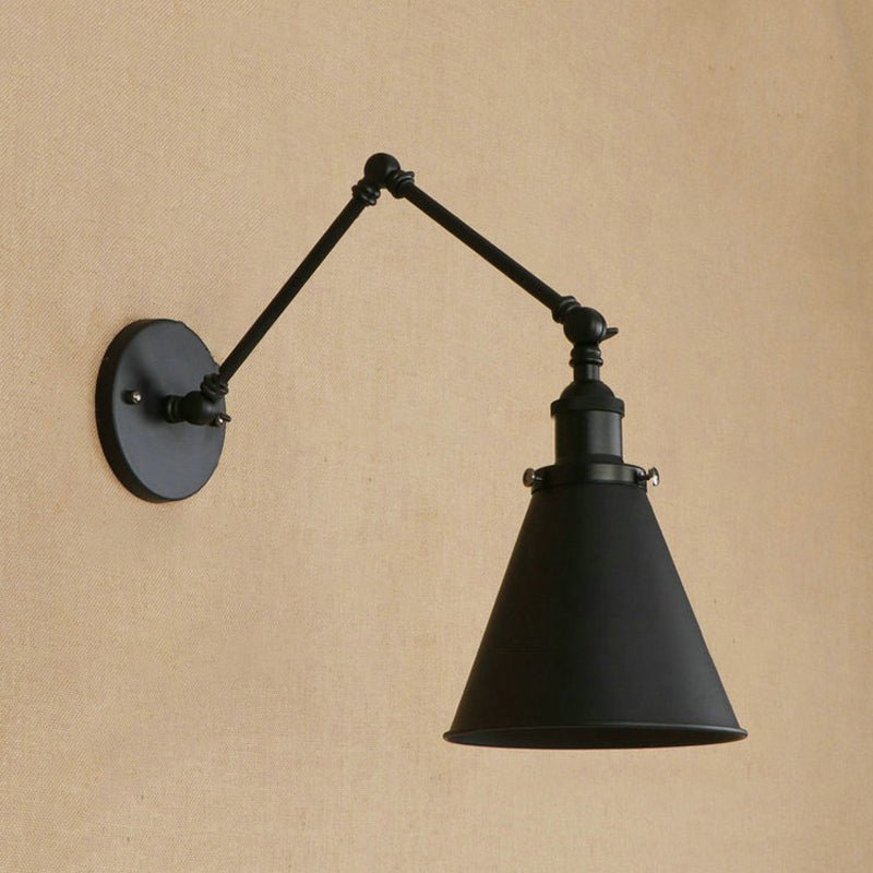 Industrielle Bauernhaus Kegelwandlampe in Schwarz/Rost