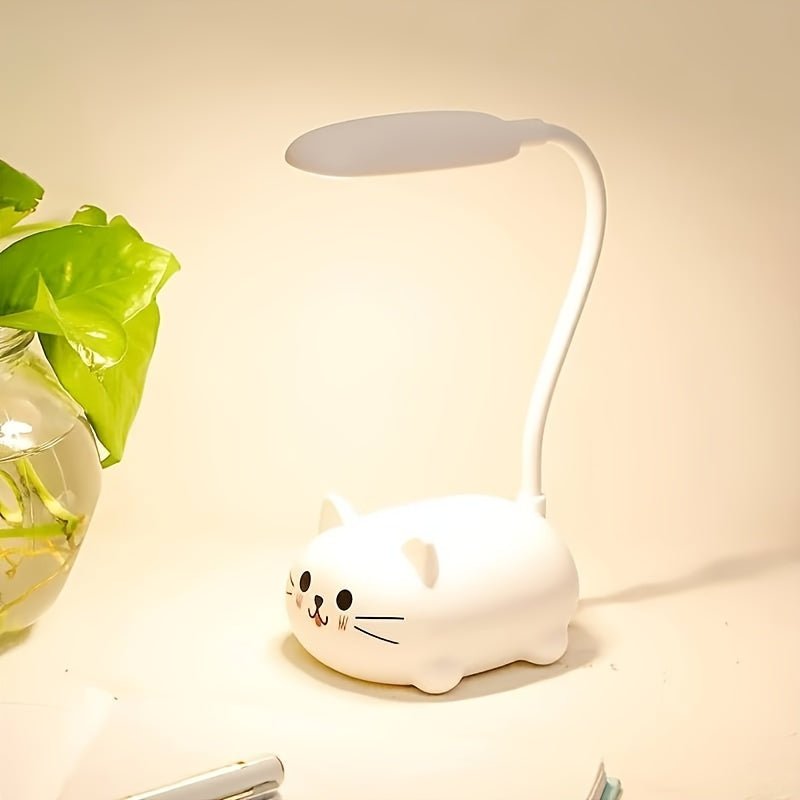 Verstellbare LED-Schreibtischlampe KatanaLicht mit USB-Ladefunktion und niedlichem Katzen-Design