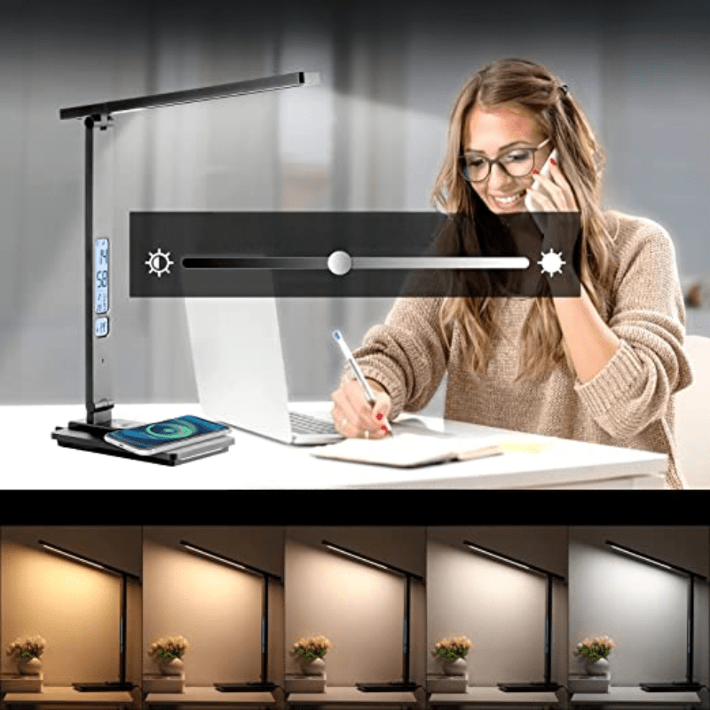 LED-Schreibtischlampe mit Kabelloser Ladefunktion und USB-Anschluss - Touch-Steuerung