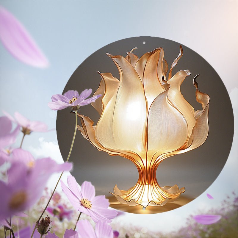 LotusLeuchte - Aluminium Tischleuchte im Blumen-Design mit LED-Beleuchtung