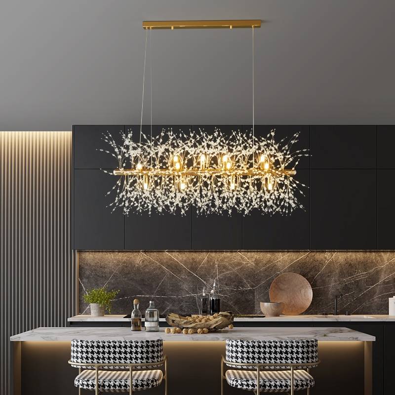 Luna Elegante LED-Pendant Light - White and Golden Metal for Wohnzimmer and Esszimmer