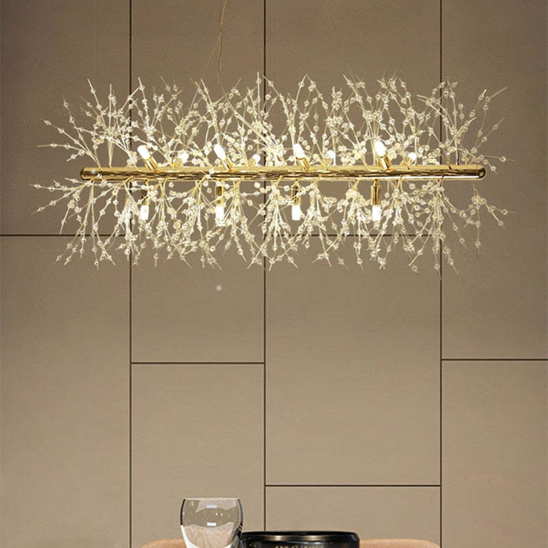 Luna Elegante LED-Pendant Light - White and Golden Metal for Wohnzimmer and Esszimmer