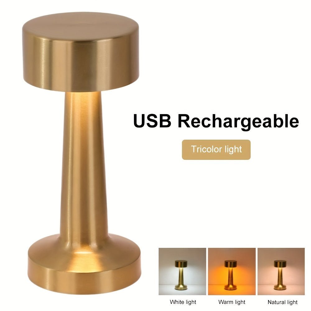 LuxeGlow - Kabellose Tischlampe mit 3-Farben-Touch-Dimmung