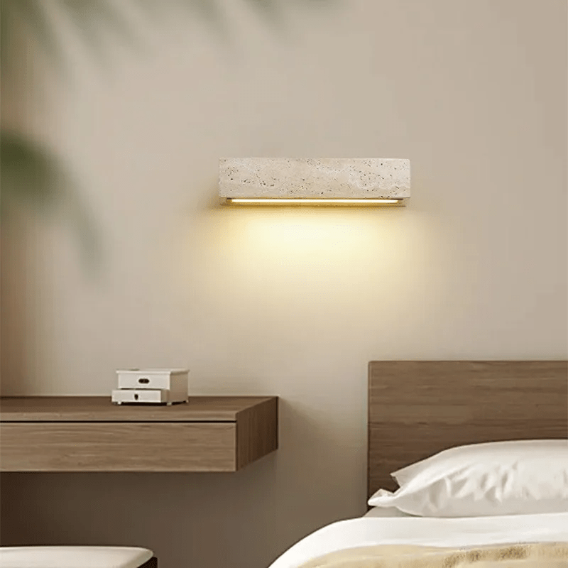 Moderne Kreative Gelbe Travertin-Wandlampe aus Naturstein