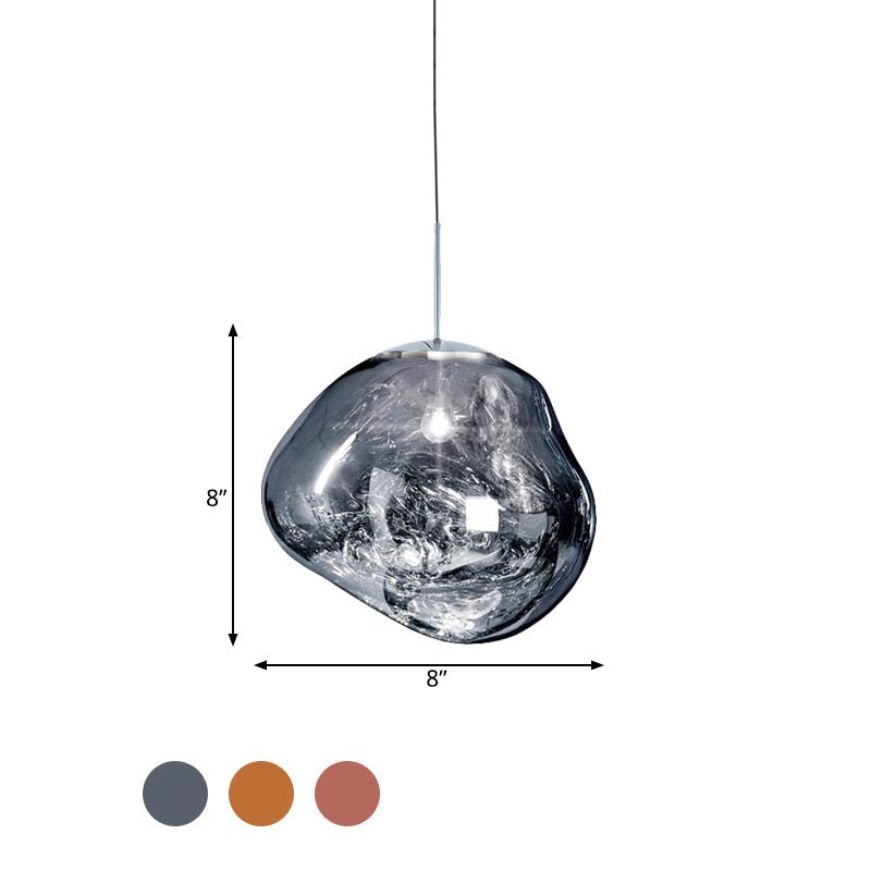 Modern Pendelleuchte aus Silber/Rotem Glas für das Esszimmer mit 1 Lichtquelle