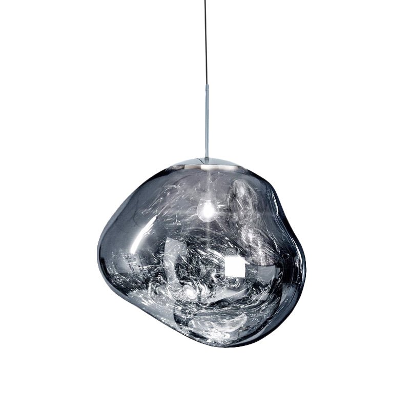 Modern Pendelleuchte aus Silber/Rotem Glas für das Esszimmer mit 1 Lichtquelle