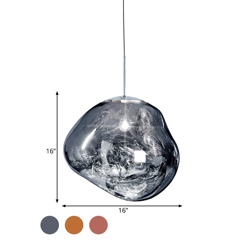 Modern Pendelleuchte aus Silber/Rotem Glas für das Esszimmer mit 1 Lichtquelle