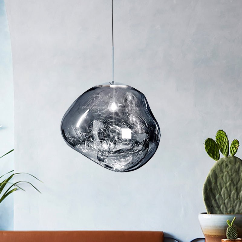 Modern Pendelleuchte aus Silber/Rotem Glas für das Esszimmer mit 1 Lichtquelle