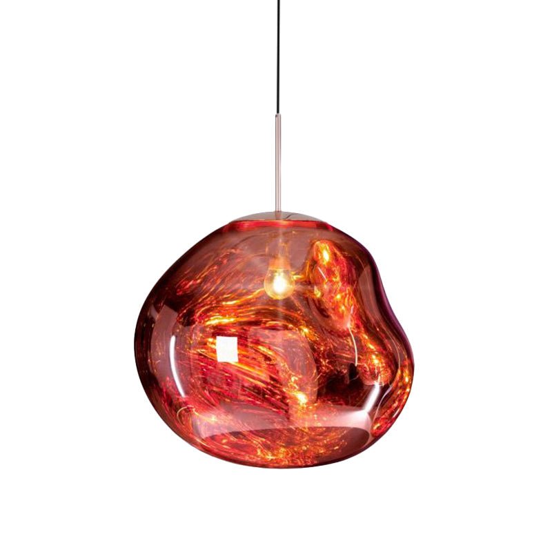 Modern Pendelleuchte aus Silber/Rotem Glas für das Esszimmer mit 1 Lichtquelle