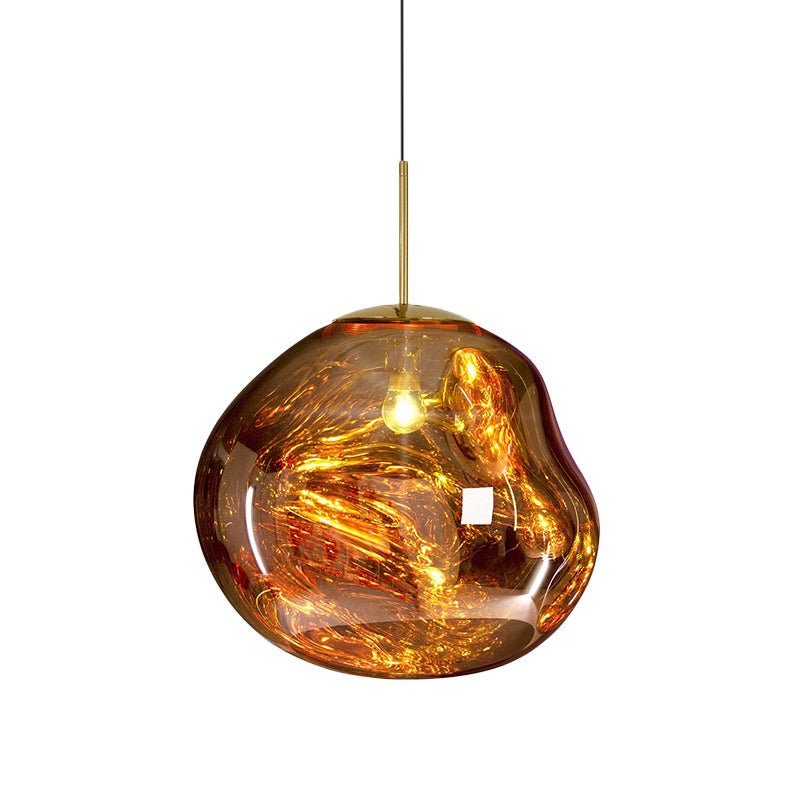 Modern Pendelleuchte aus Silber/Rotem Glas für das Esszimmer mit 1 Lichtquelle