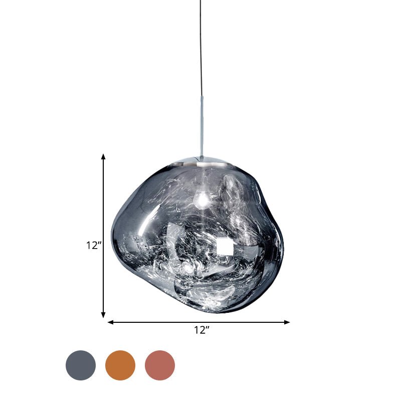 Modern Pendelleuchte aus Silber/Rotem Glas für das Esszimmer mit 1 Lichtquelle