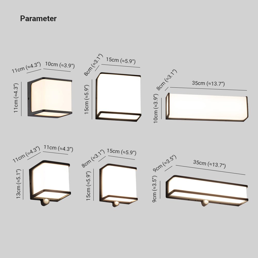 Moderne Minimalistische Rechteckige Acryl Sensor Solar-Außenwandleuchte