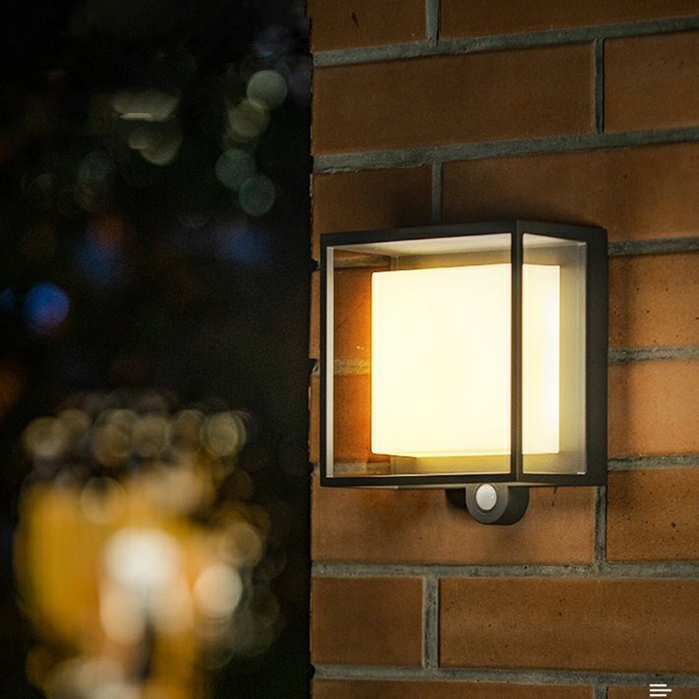 Moderne Rechteckige Acryl Solar-LED-Außenwandlampe mit Sensor