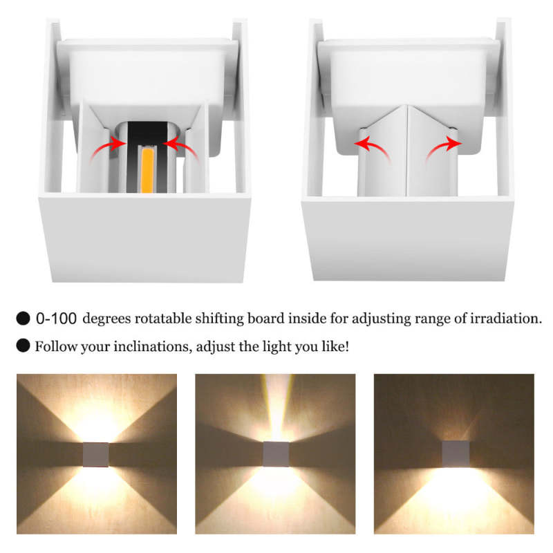 Moderne Vierkant-LED-Wandleuchte mit Verstellbarer Lichtlenkung