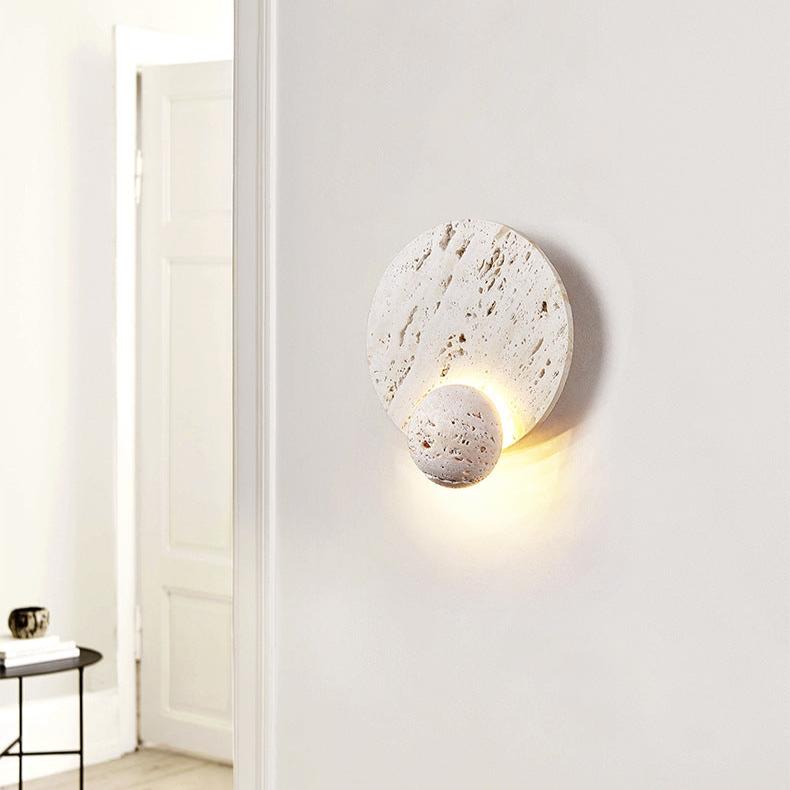 Moderne Wandlampe aus weißem Travertin-Crème Design