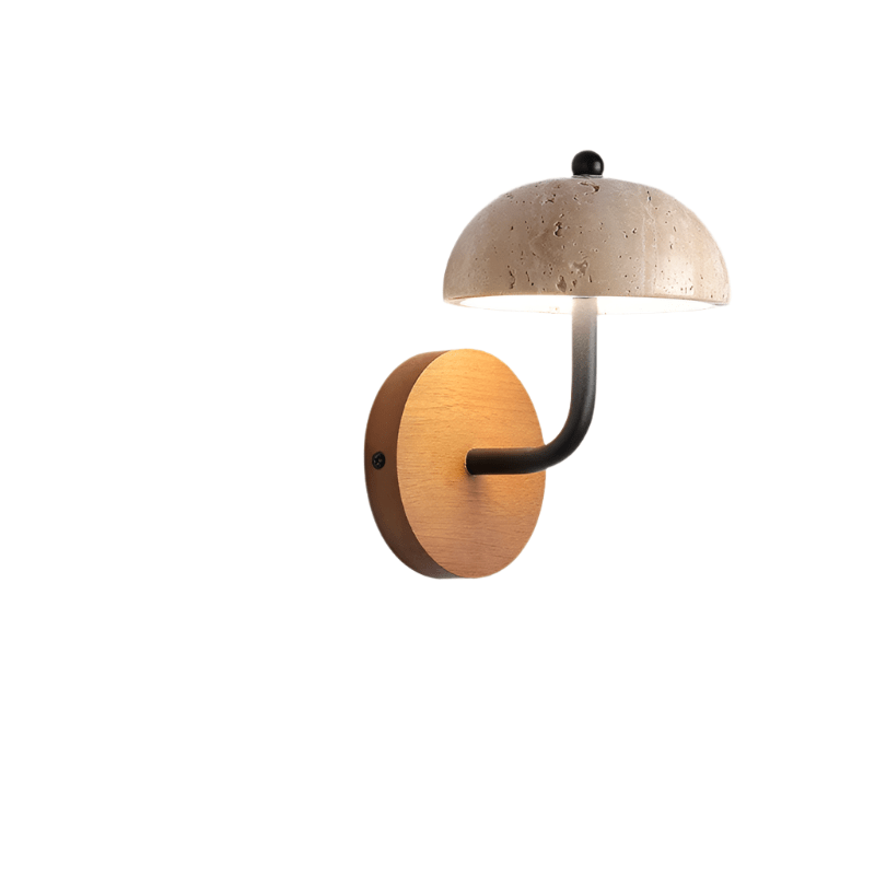 Nordische Walnuss Holzfarbene LED-Wandlampe mit Travertin-Design