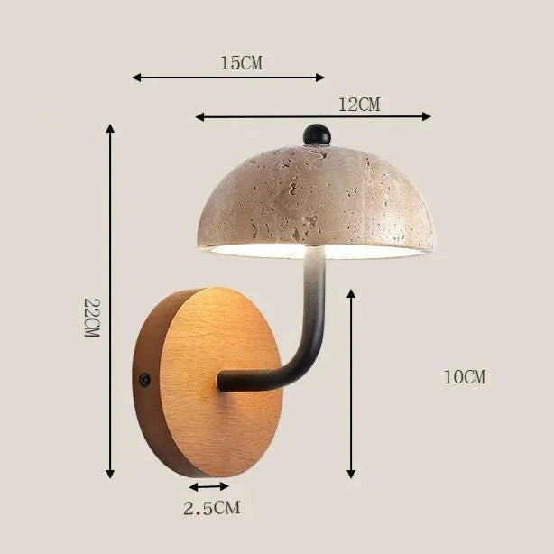 Nordische Walnuss Holzfarbene LED-Wandlampe mit Travertin-Design