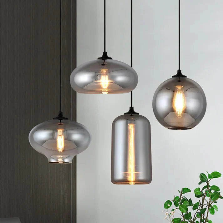 Nordic hanging lamp in loft style with glass