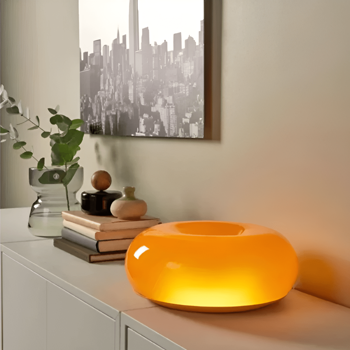 Orange Donut Leuchte - Elegante Wand- und Tischlampe