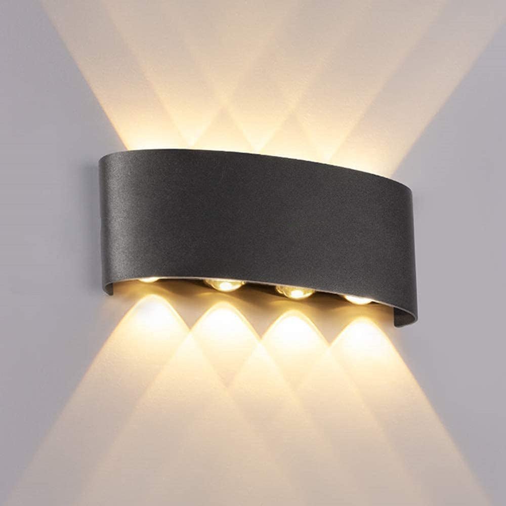 Moderne LED-Up-Down-Wandleuchte aus Metall und Acryl für Innen- und Außenbereich