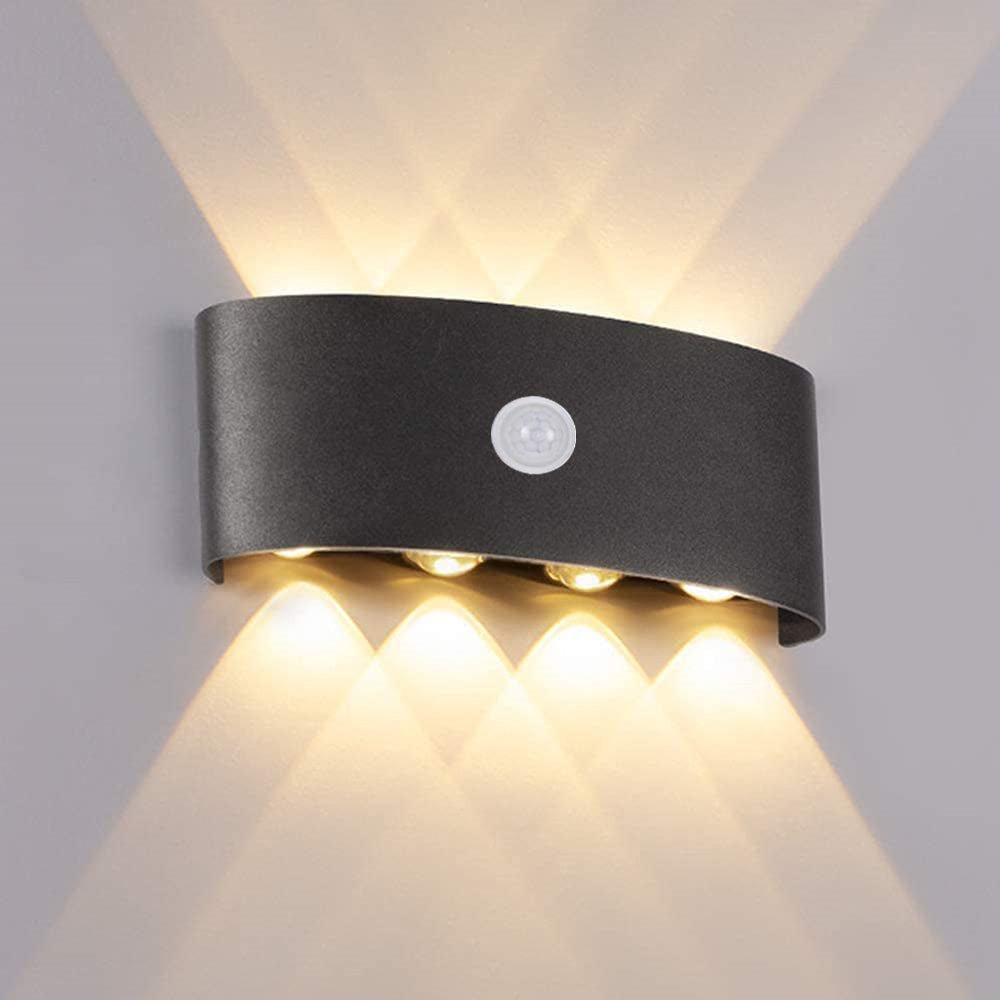 Moderne LED-Up-Down-Wandleuchte aus Metall und Acryl für Innen- und Außenbereich