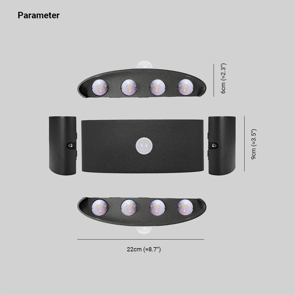 Moderne LED-Up-Down-Wandleuchte aus Metall und Acryl für Innen- und Außenbereich