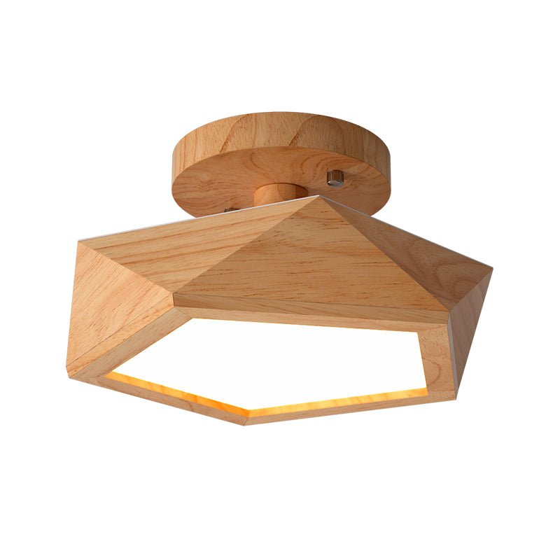 Moderne Holz-Deckenleuchte PentagonLED mit LED-Beleuchtung für Flure