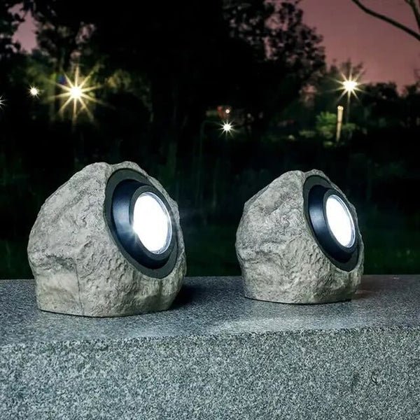 Steinleuchte Solarlicht | Solarbetriebene LED-Lampe in Steinoptik