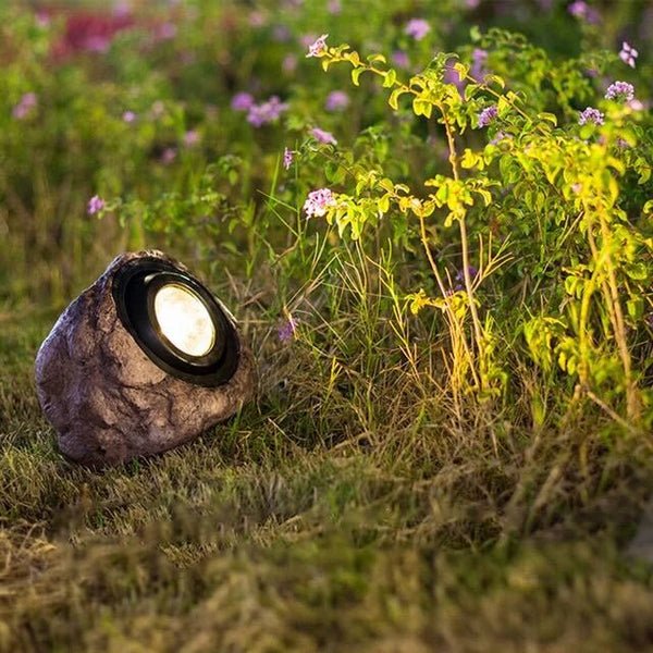 Steinleuchte Solarlicht | Solarbetriebene LED-Lampe in Steinoptik