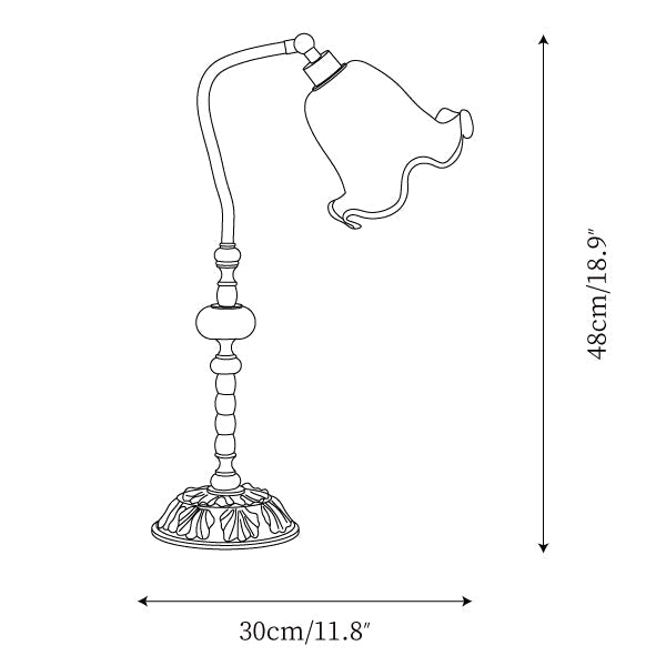 ModeBlume Messing Tischlampe Rose