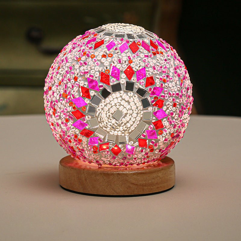 Sphärische LED-dimmbare Barock-Mosaik-Glas-Tischlampe