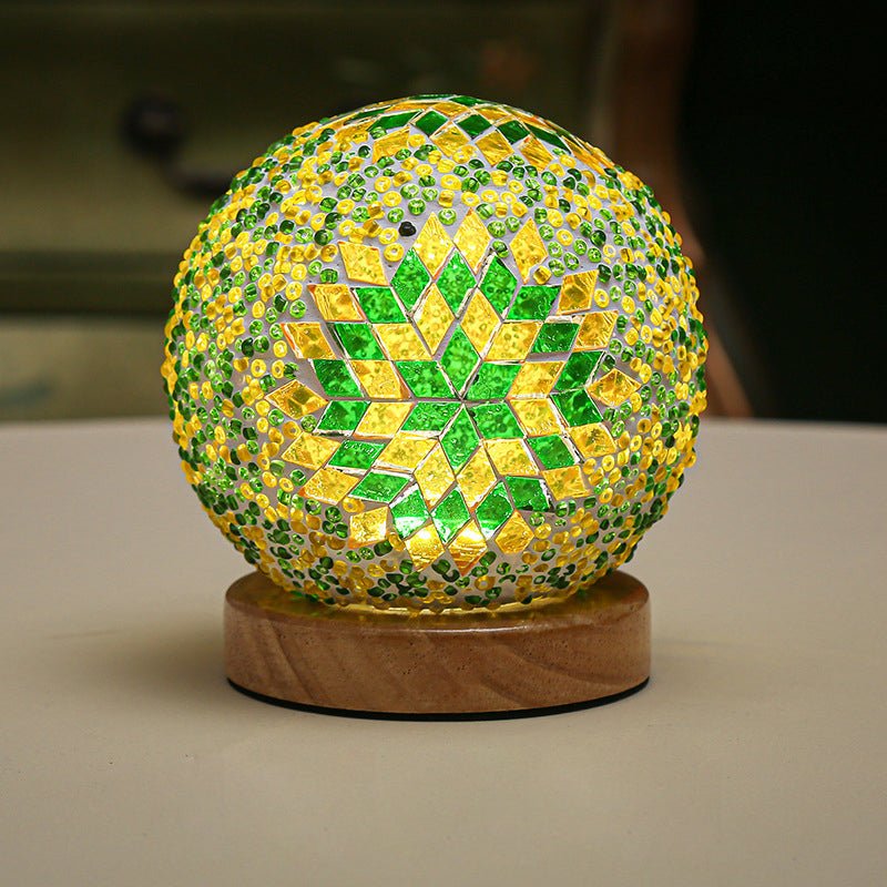 Sphärische LED-dimmbare Barock-Mosaik-Glas-Tischlampe