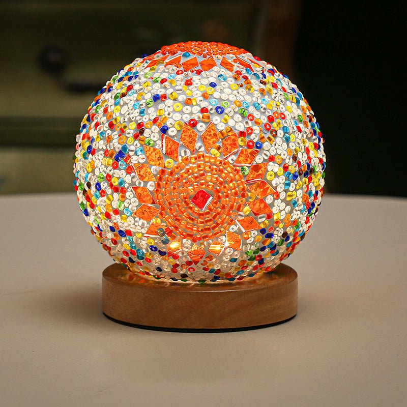 Sphärische LED-dimmbare Barock-Mosaik-Glas-Tischlampe