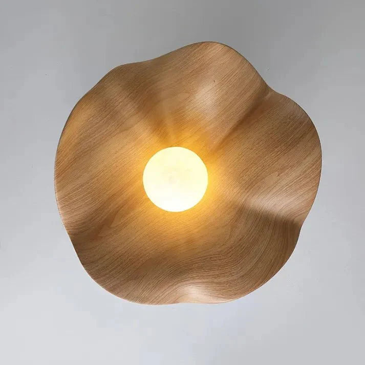 Skandinavische Hängelampe aus Holz im Lotus-Design