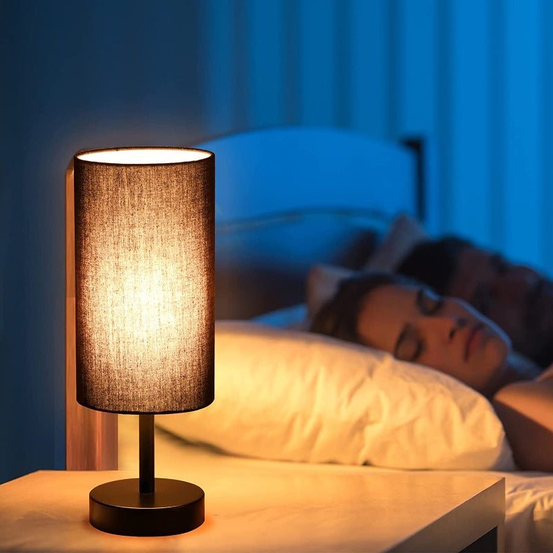 Touch-Tischlampe mit USB-Anschlüssen und 3-stufig dimmbarer Leinen-Lampenschirm