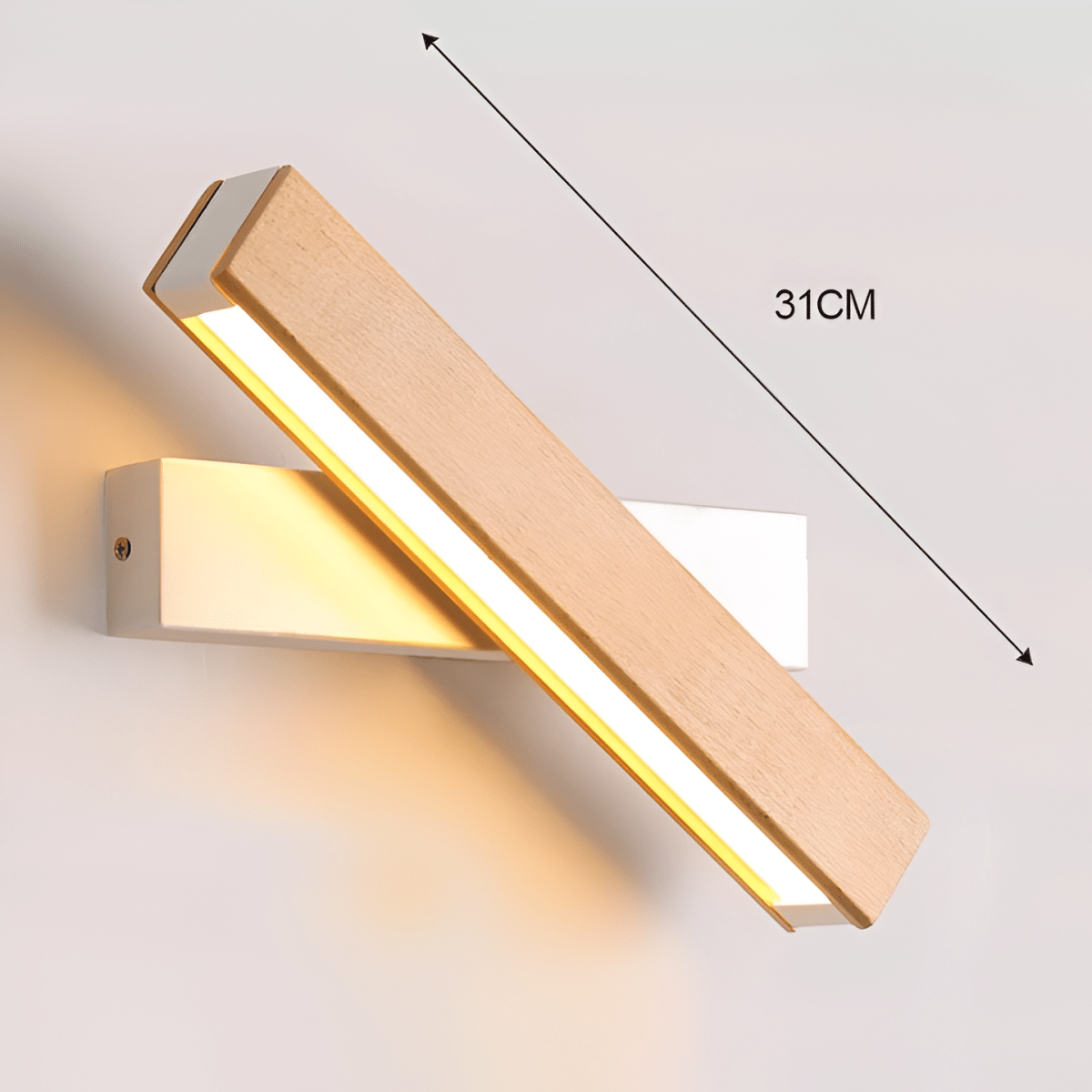 Drehbare LED-Wandlampe aus Holz - Rechteckige 360° Wandbeleuchtung