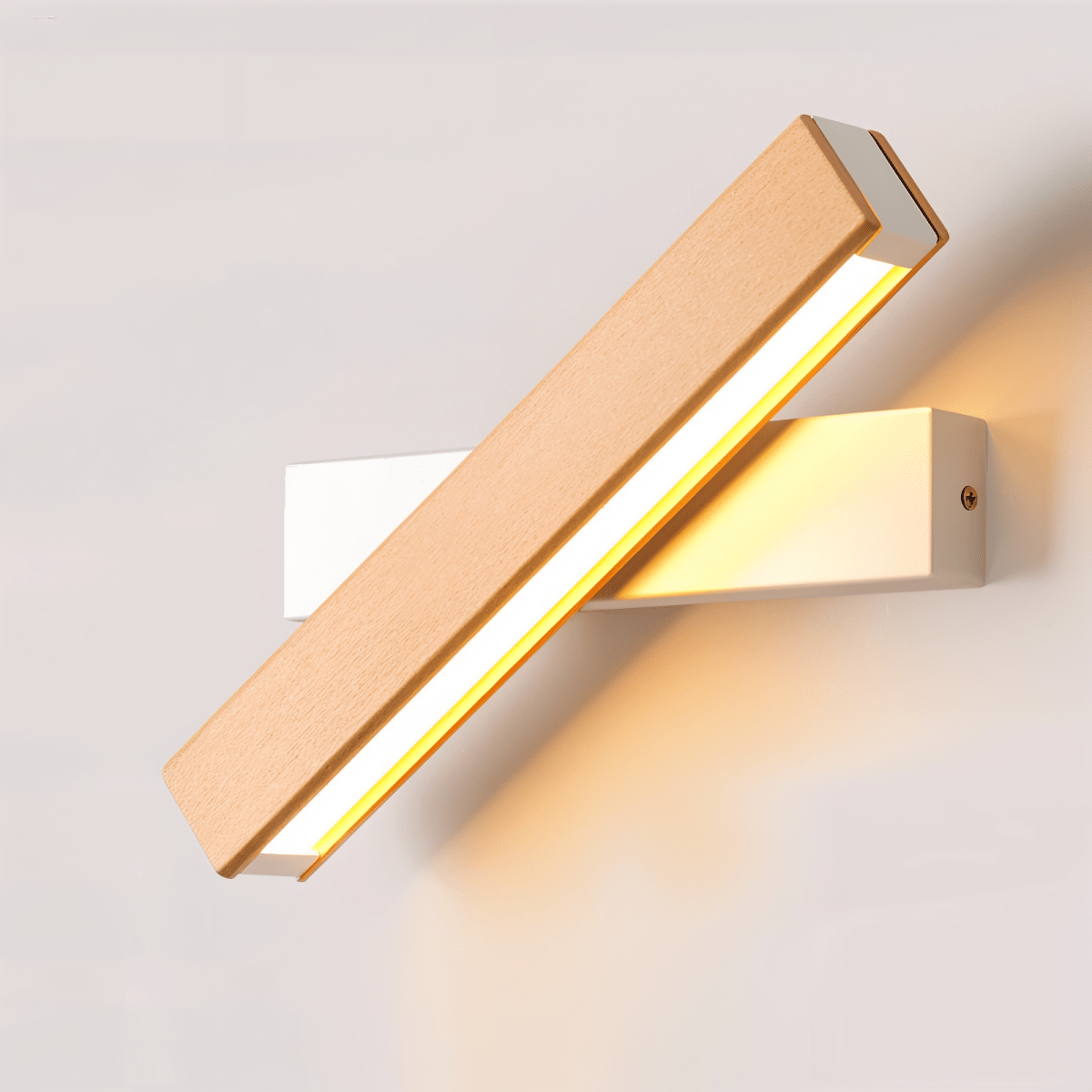 Drehbare LED-Wandlampe aus Holz - Rechteckige 360° Wandbeleuchtung