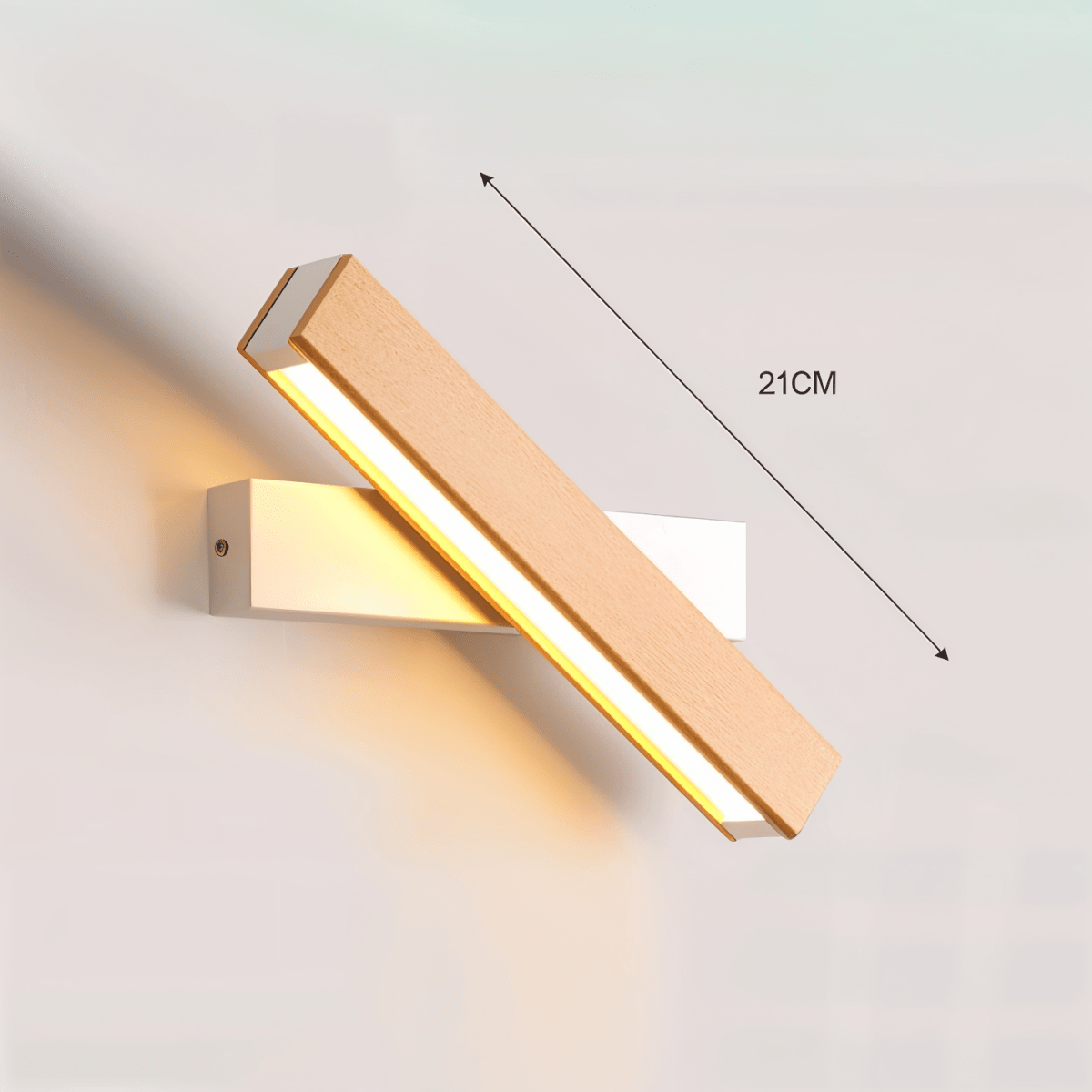 Drehbare LED-Wandlampe aus Holz - Rechteckige 360° Wandbeleuchtung