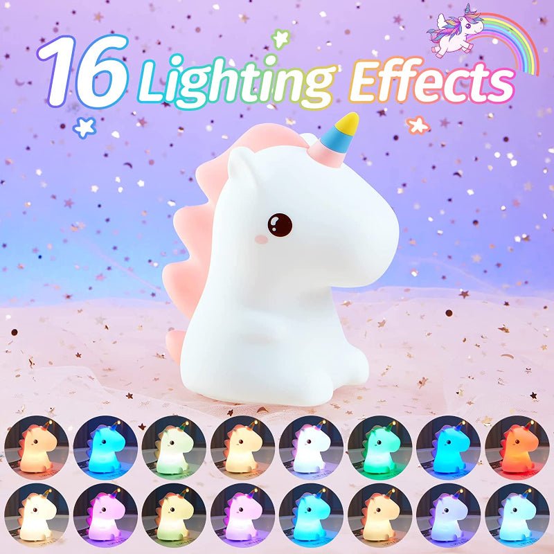 Einhorn LED Nightlight for Kinder - 16 Colors, White Colors, USB-Aufladung