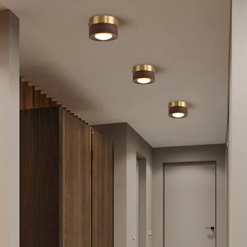 Holzleuchtenstrahl - Deckenlampe aus Walnussholz mit LED-Spotlight