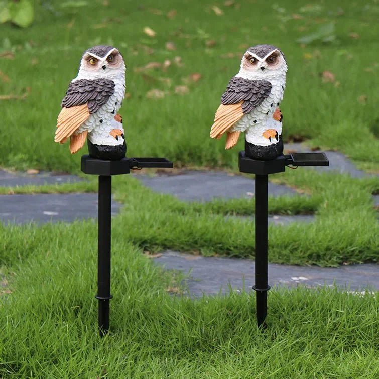 Solar-Eule Gartenleuchte mit dekorativem Stab