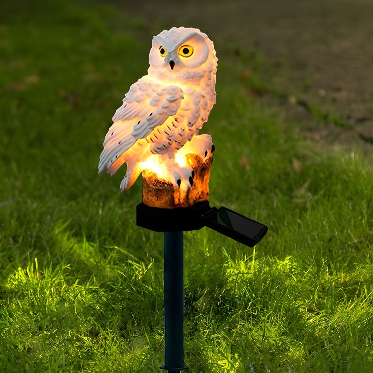 Solar-Eule Gartenleuchte mit dekorativem Stab