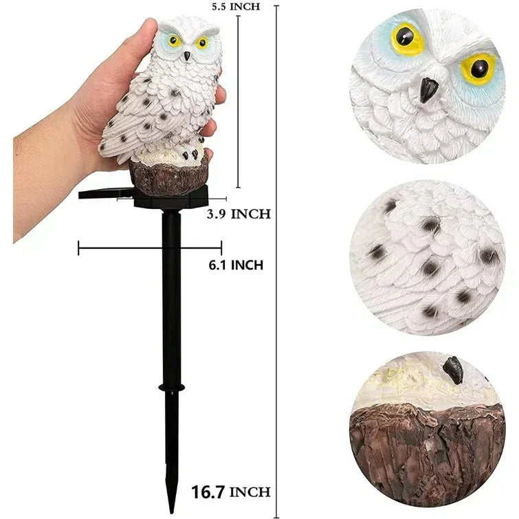 Solar-Eule Gartenleuchte mit dekorativem Stab