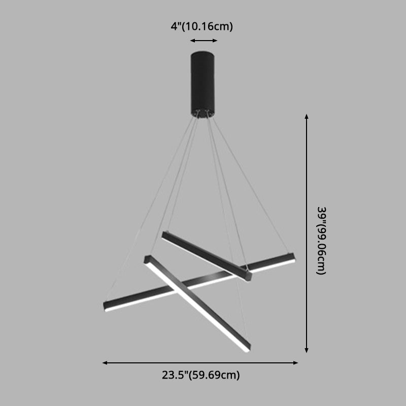 Minimalistische schwarze LED-Hängeleuchte aus Metall für die Lobby